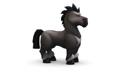 Cartoon Medieval Black Horse MMO Animal