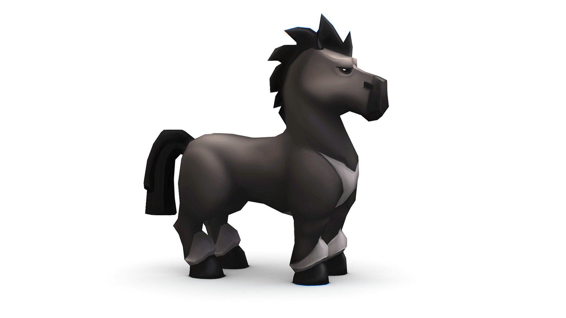 Cartoon Medieval Black Horse MMO Animal 3d model