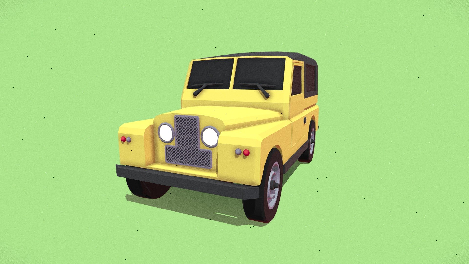 FREE Retro Off-Road Car Cartoon (Low Poly) 3d model