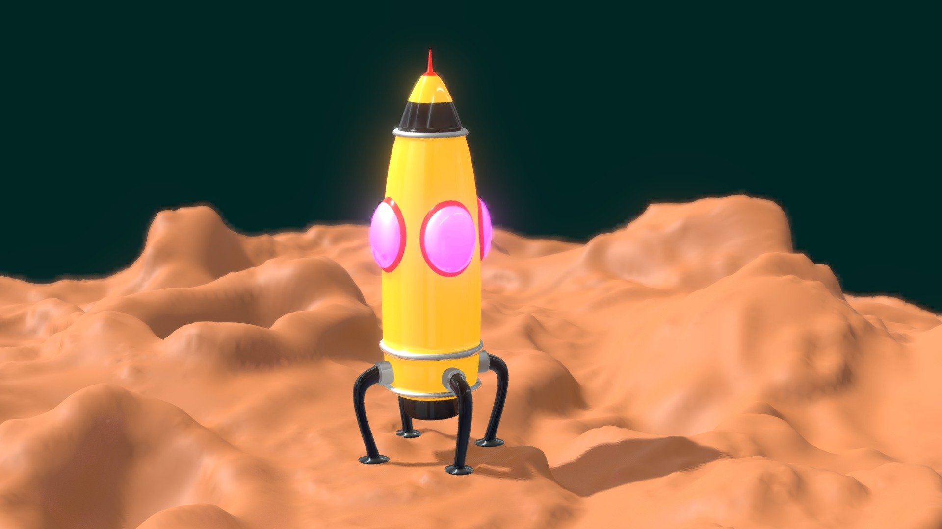 Cartoon Rocket 3d model