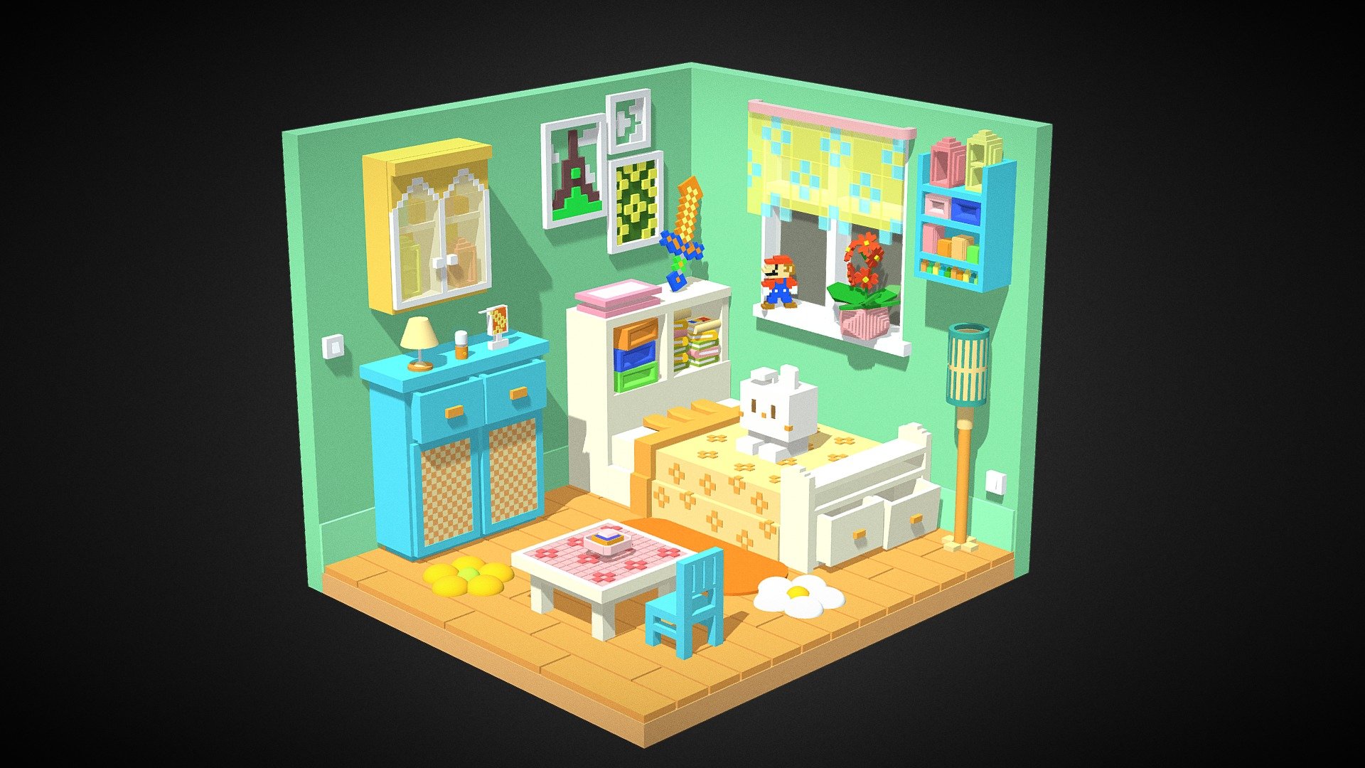 Cartoon Bedroom 3d model