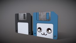 Cartoon toy floppy disk stylized lowpoly