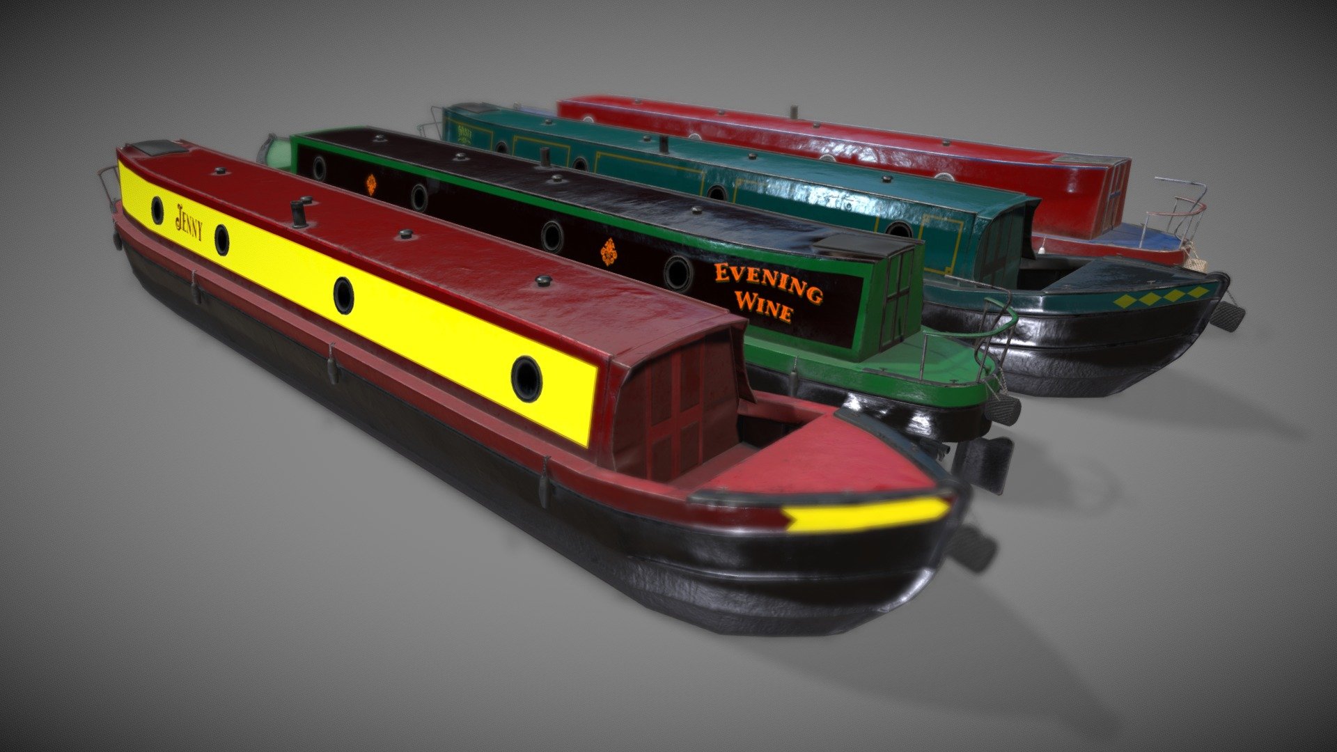 Narrowboat B 3d model