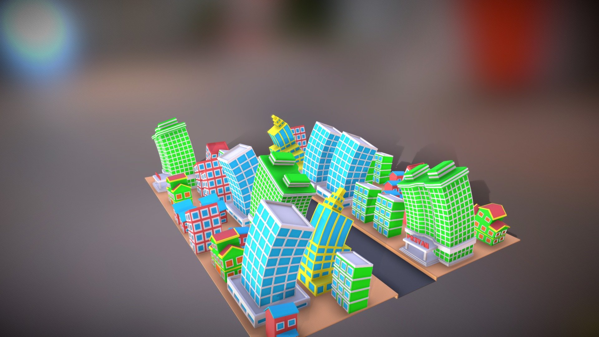 Stylised Cartoon Low poly buildings 3d model