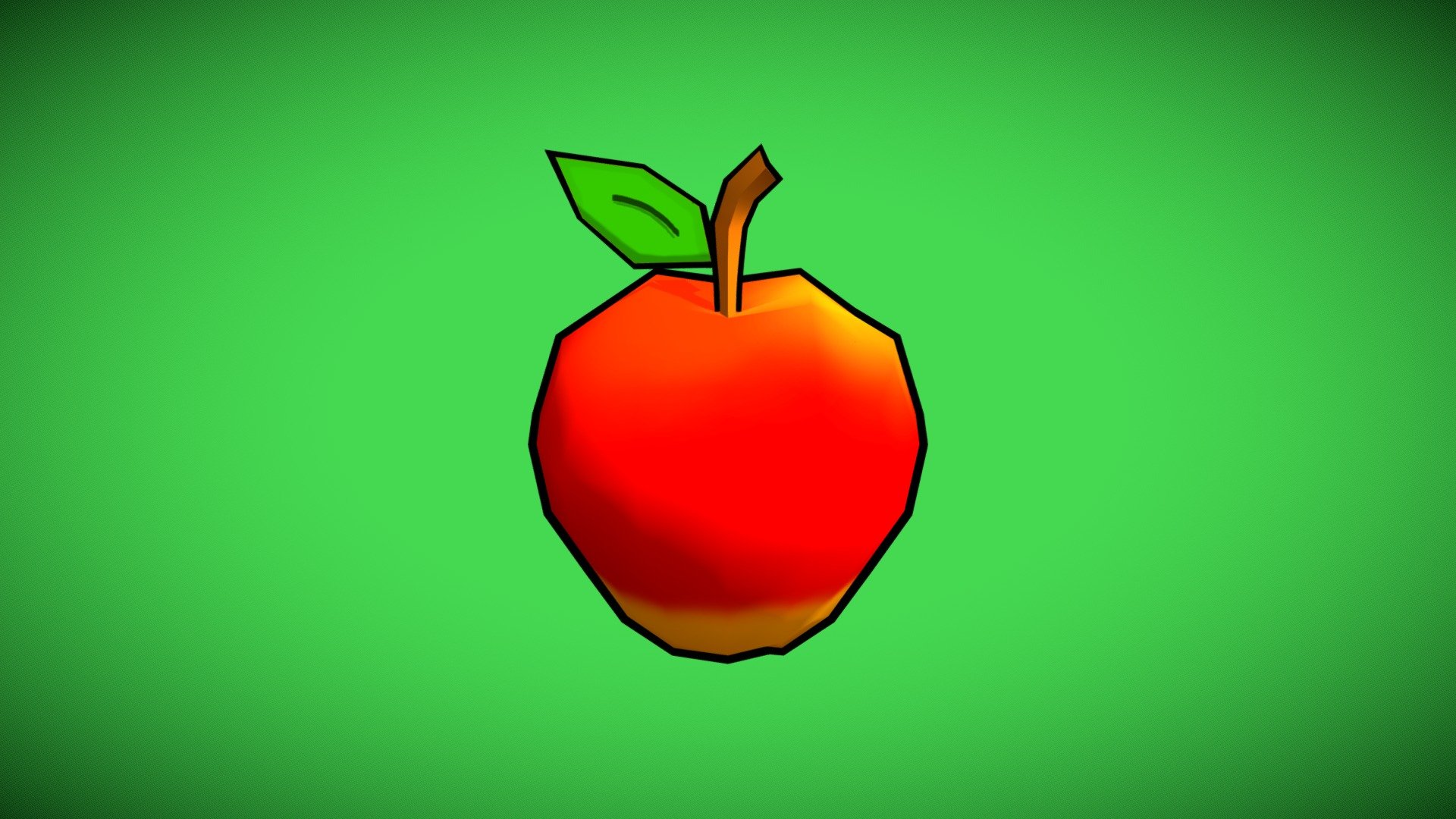 Apple with cartoon outlines 3d model