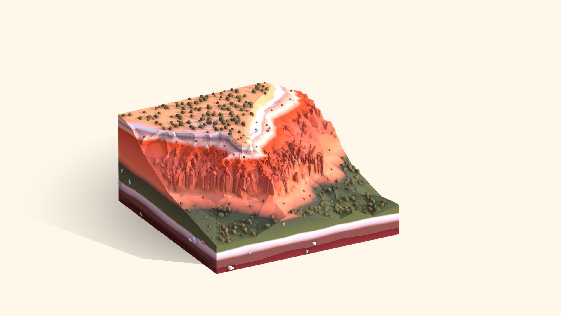 Cartoon Low Poly Bryce Canyon Landmark 3d model