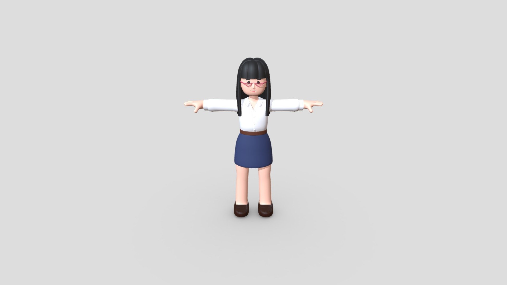 Minimal Woman Cartoon Character 01 3d model