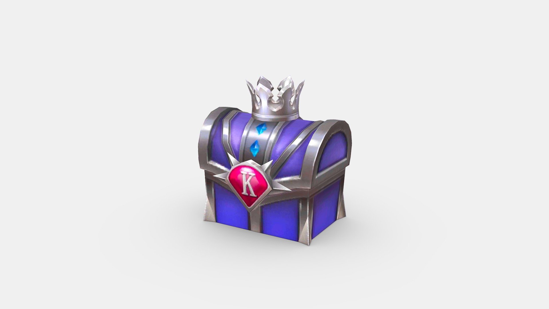 Cartoon Crown Silver Treasure Chest-Treasure Box 3d model