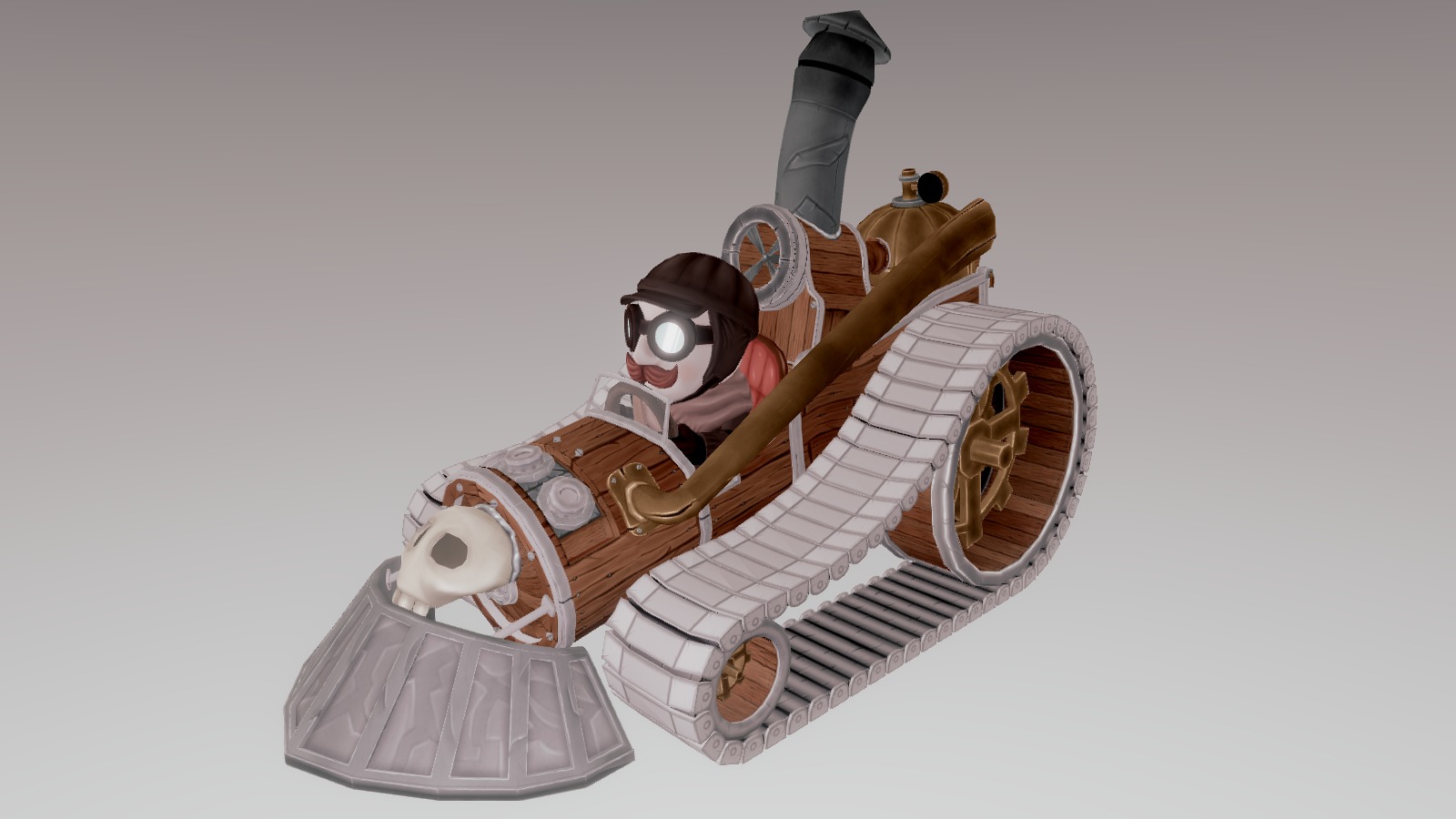 Old Cartoon Steam Cart 3d model