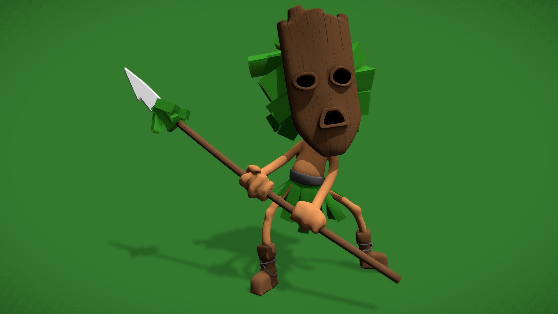 Indigenous Cartoon Warrior 3d model