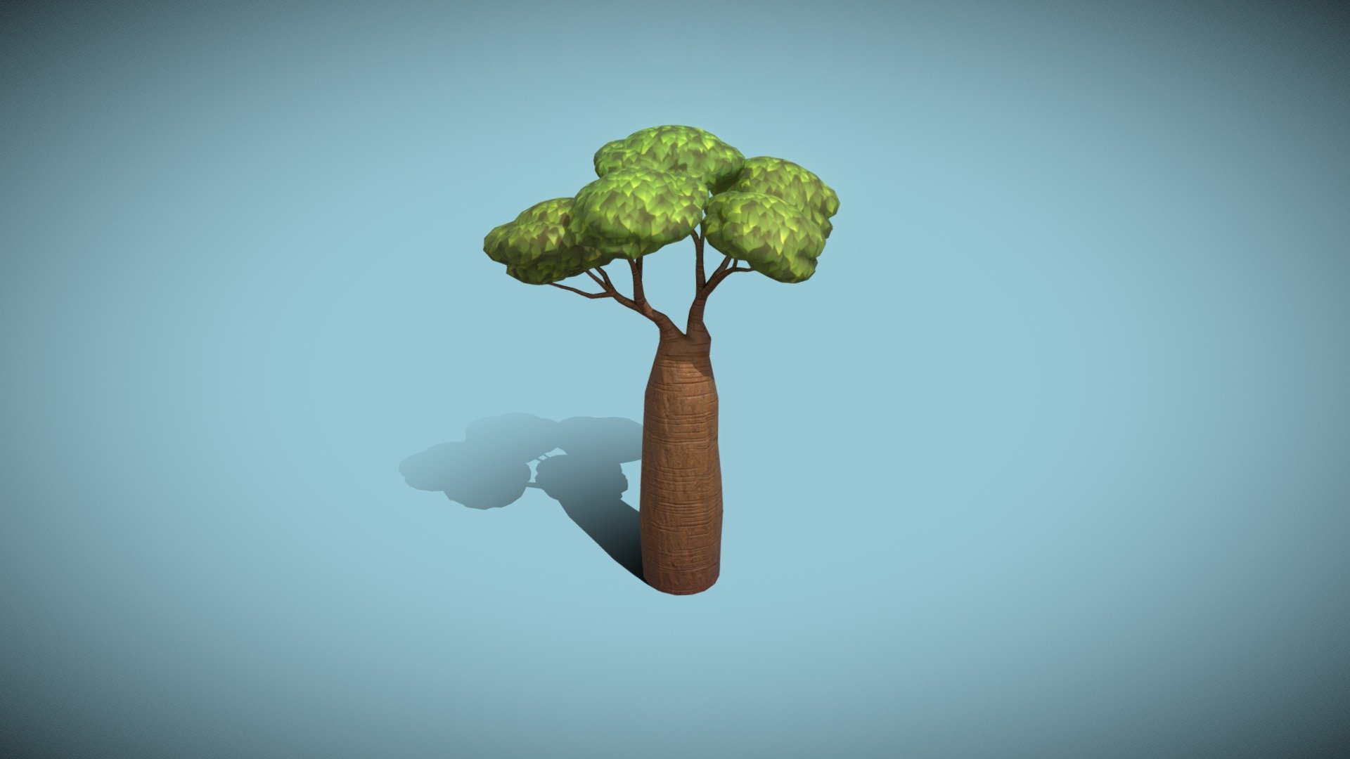 Cartoon Baobab Tree 3D Model 3d model