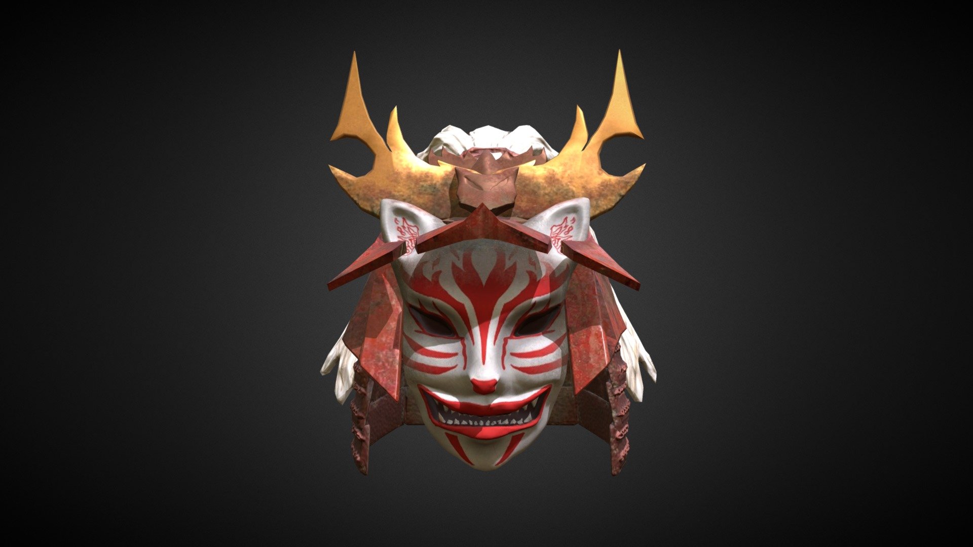 Kitsune Samurai Helmet 3d model