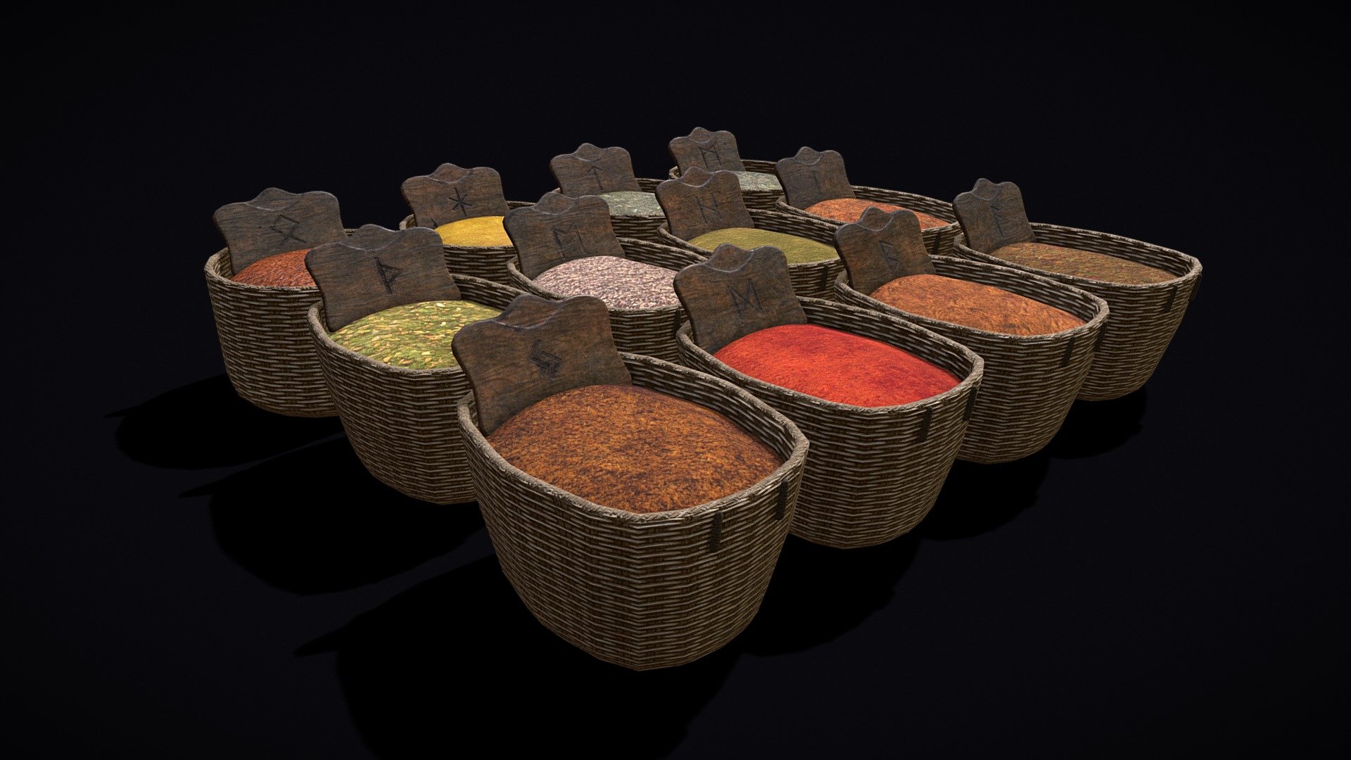 Baskets_and_spices_FBX 3d model