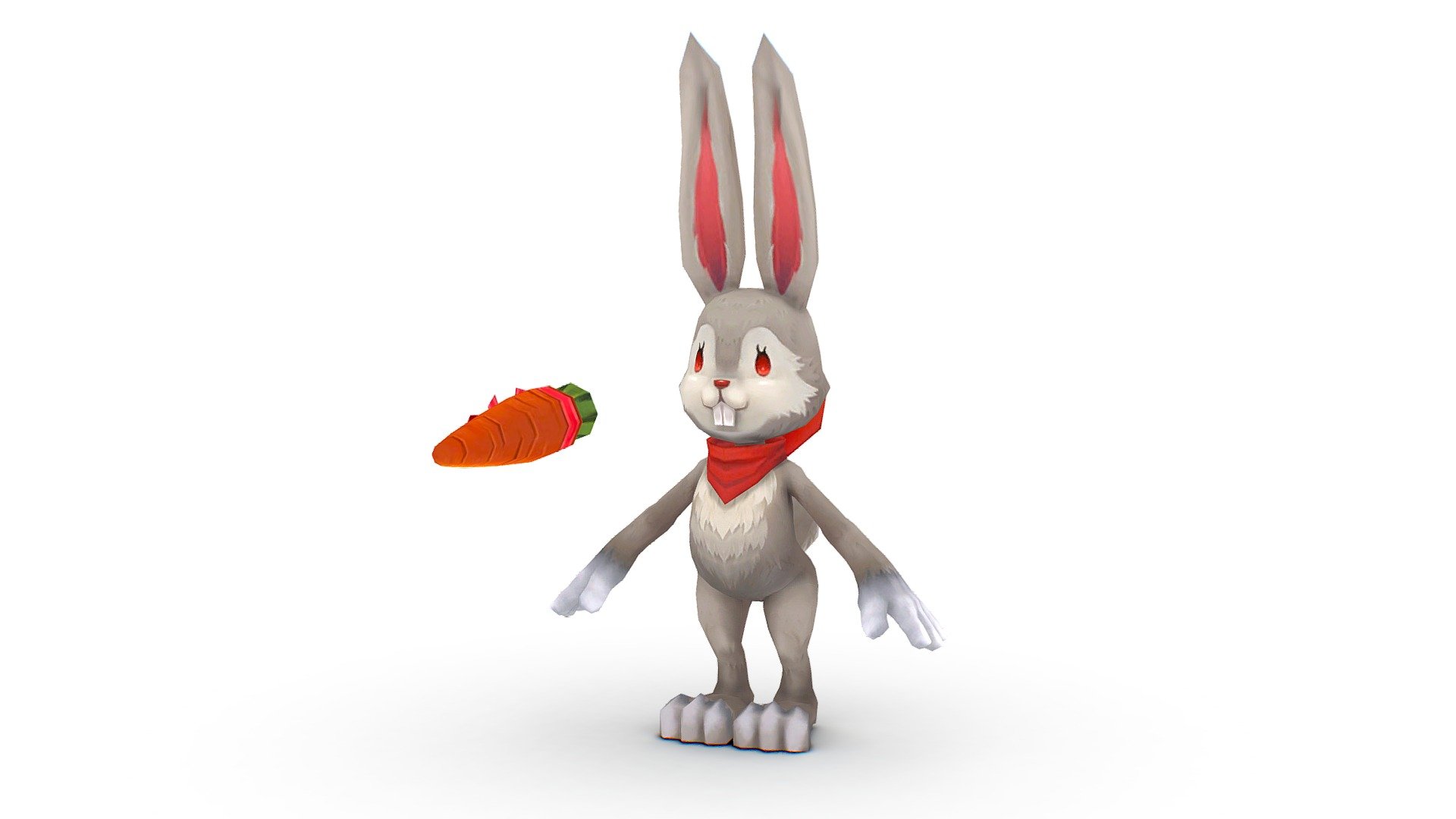 Easter Bunny Low Poly Cartoon 2023 3d model