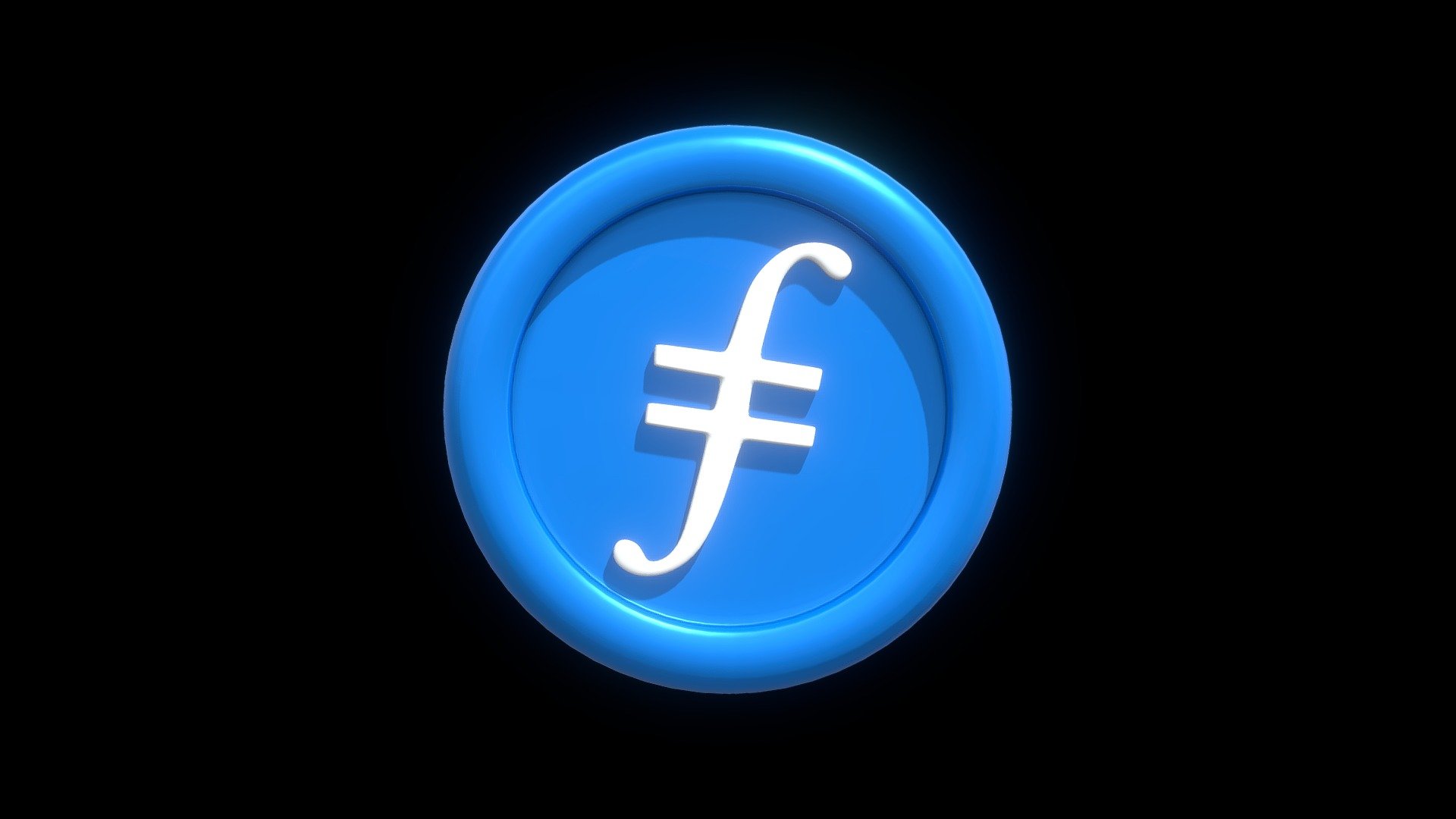 Filecoin or FIL Crypto Coin with cartoon style 3d model