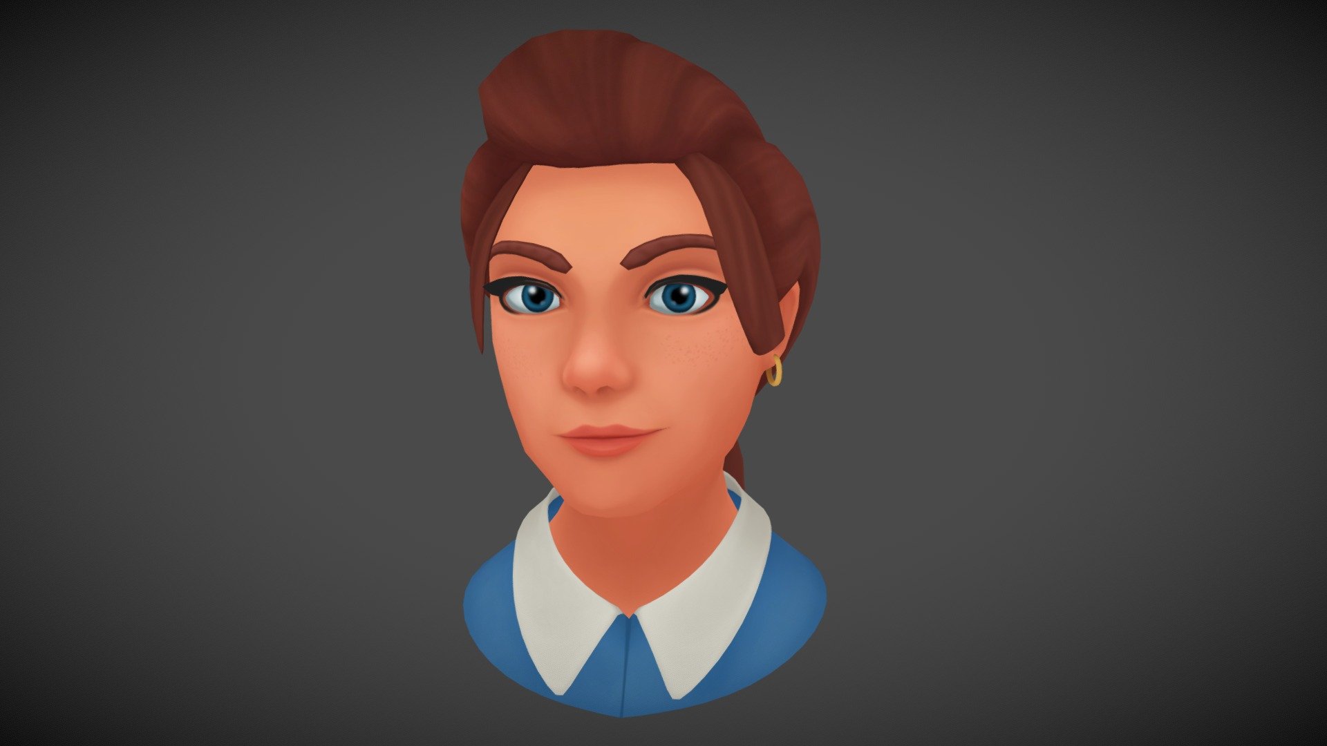 Hand Painted Low Poly face 3d model