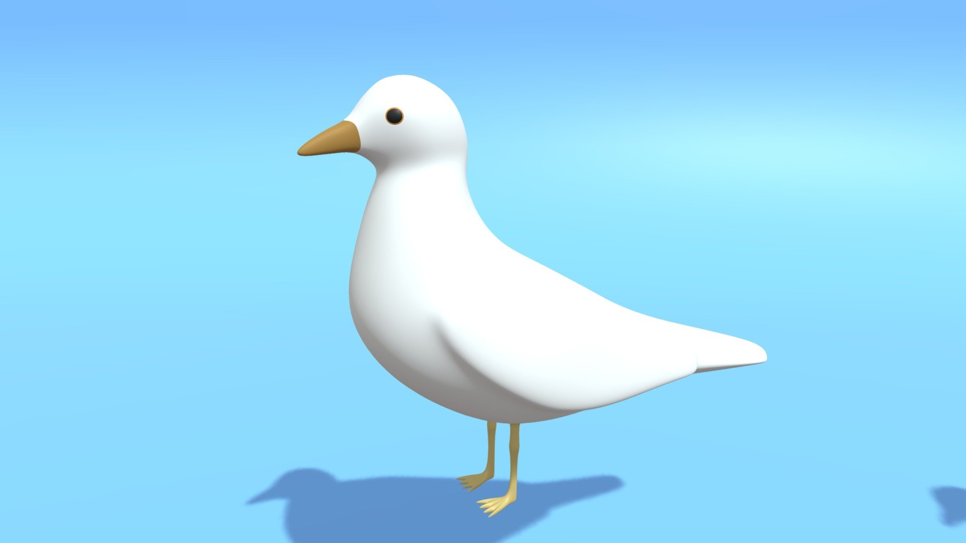 Cartoon Cute Bird Seagull 3d model