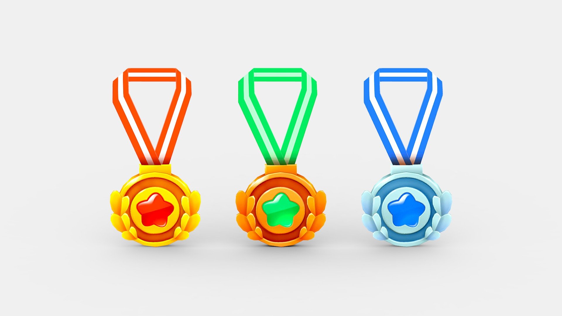 Cartoon medals 3d model