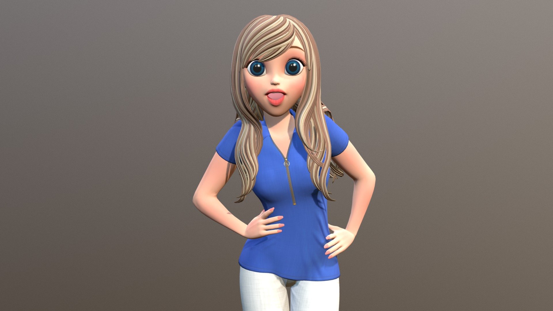 Cartoon Girl_pose1 3d model