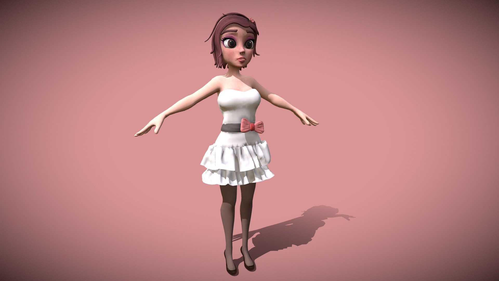 cartoon young girl 3d model