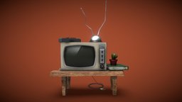 Cartoon Retro Telly Low Polygonal