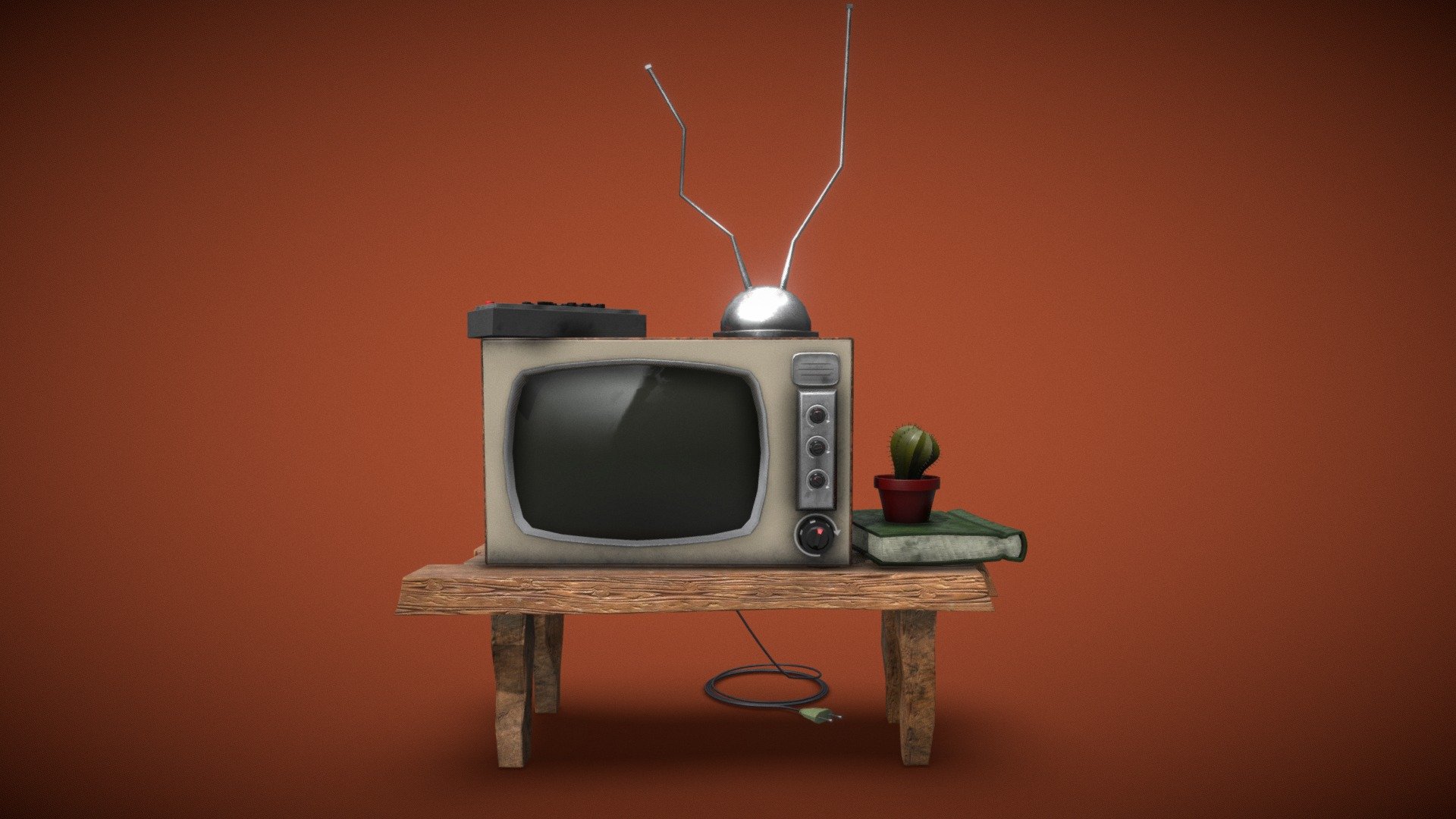 Cartoon Retro Telly Low Polygonal 3d model