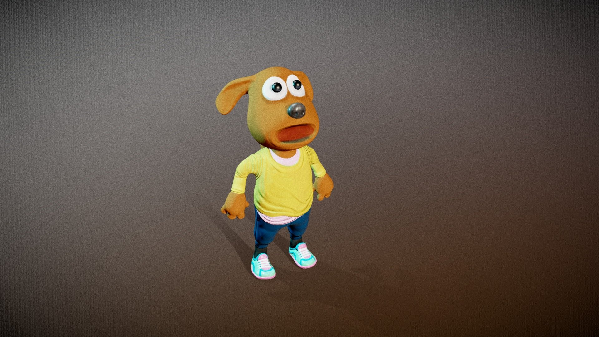 Cartoon Dog in Tracksuit 3d model