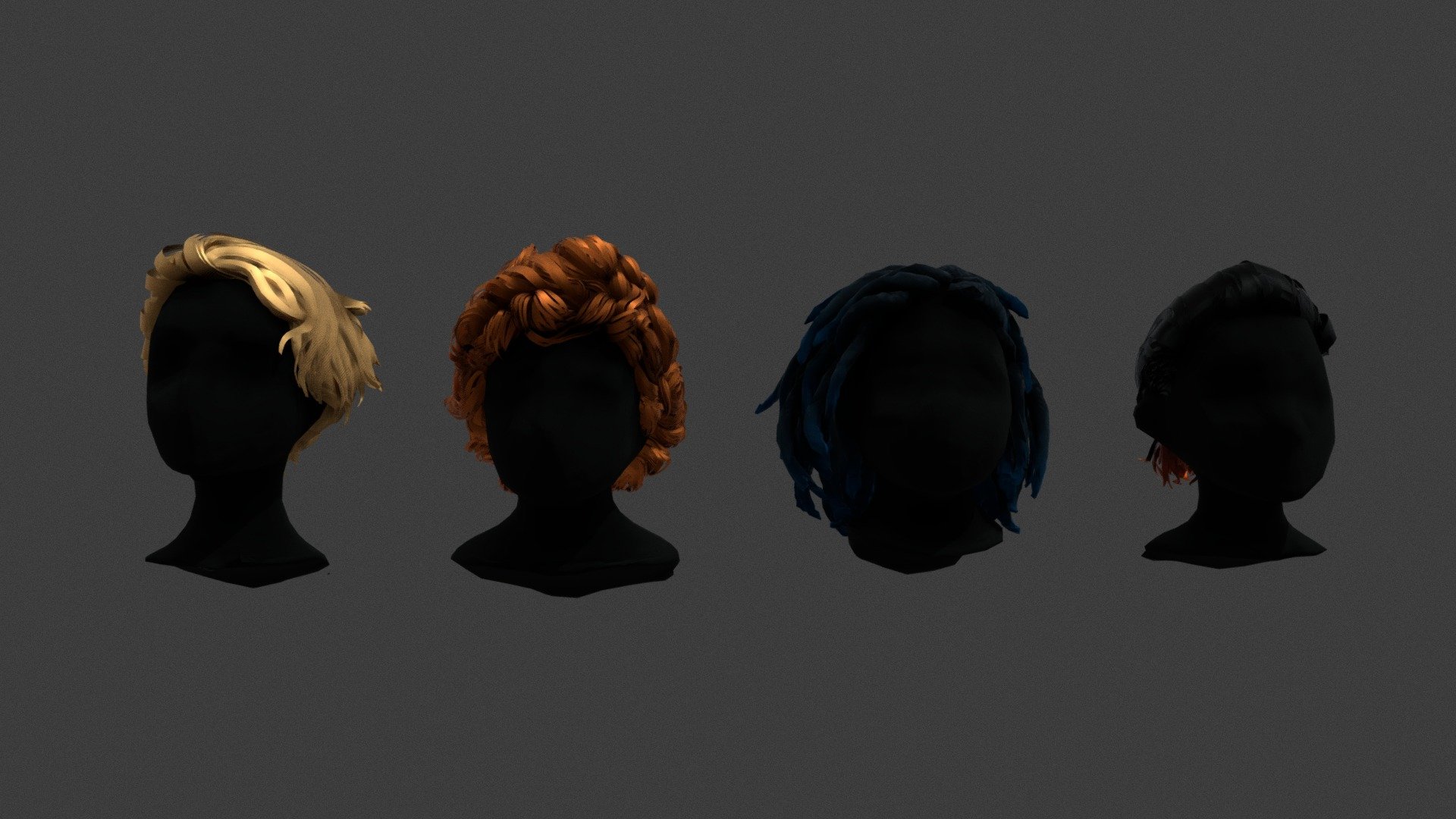 Short cartoon low poly hairstyles 3d model