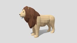 Low Poly Cartoon Male Lion