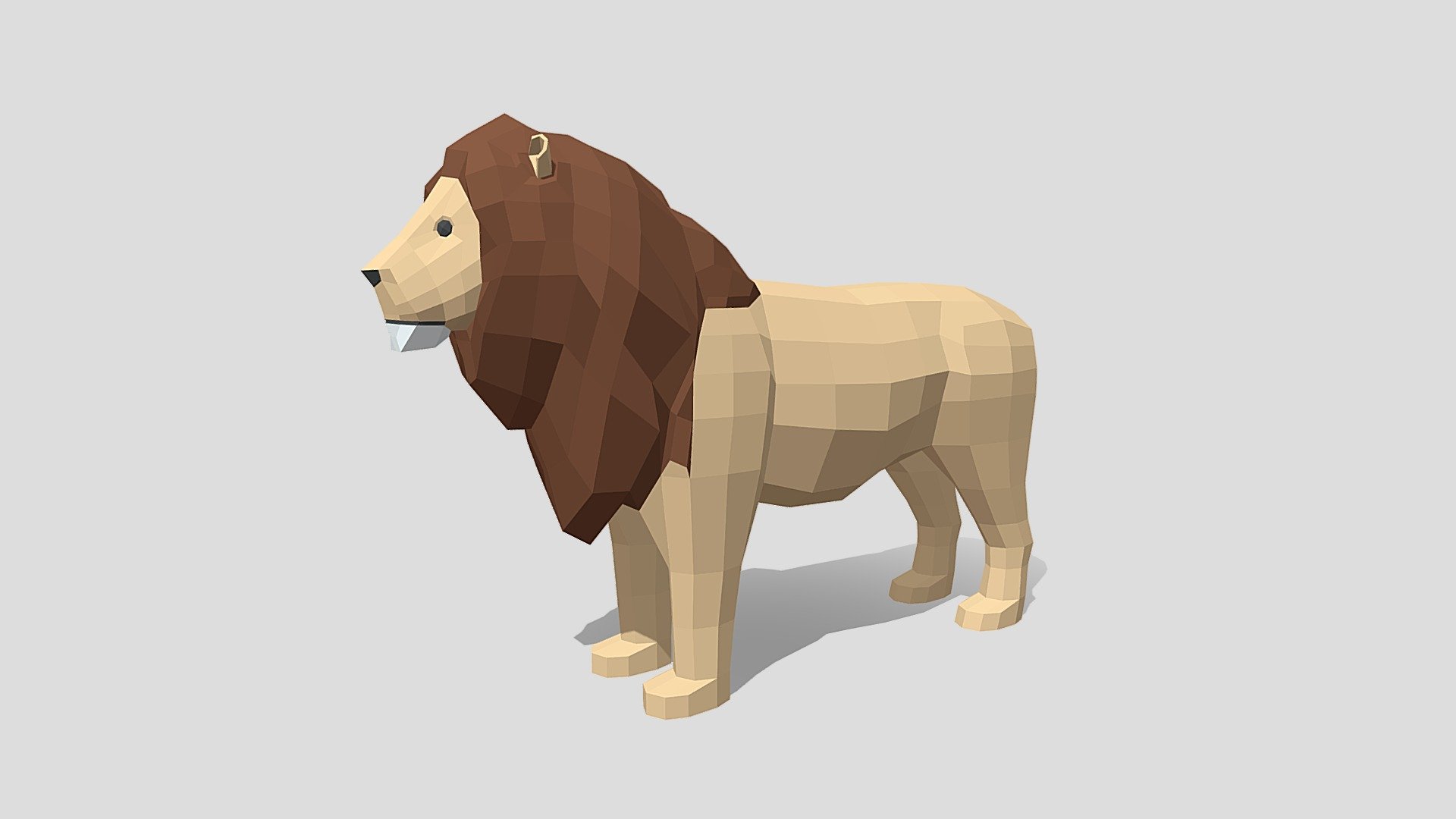 Low Poly Cartoon Male Lion 3d model