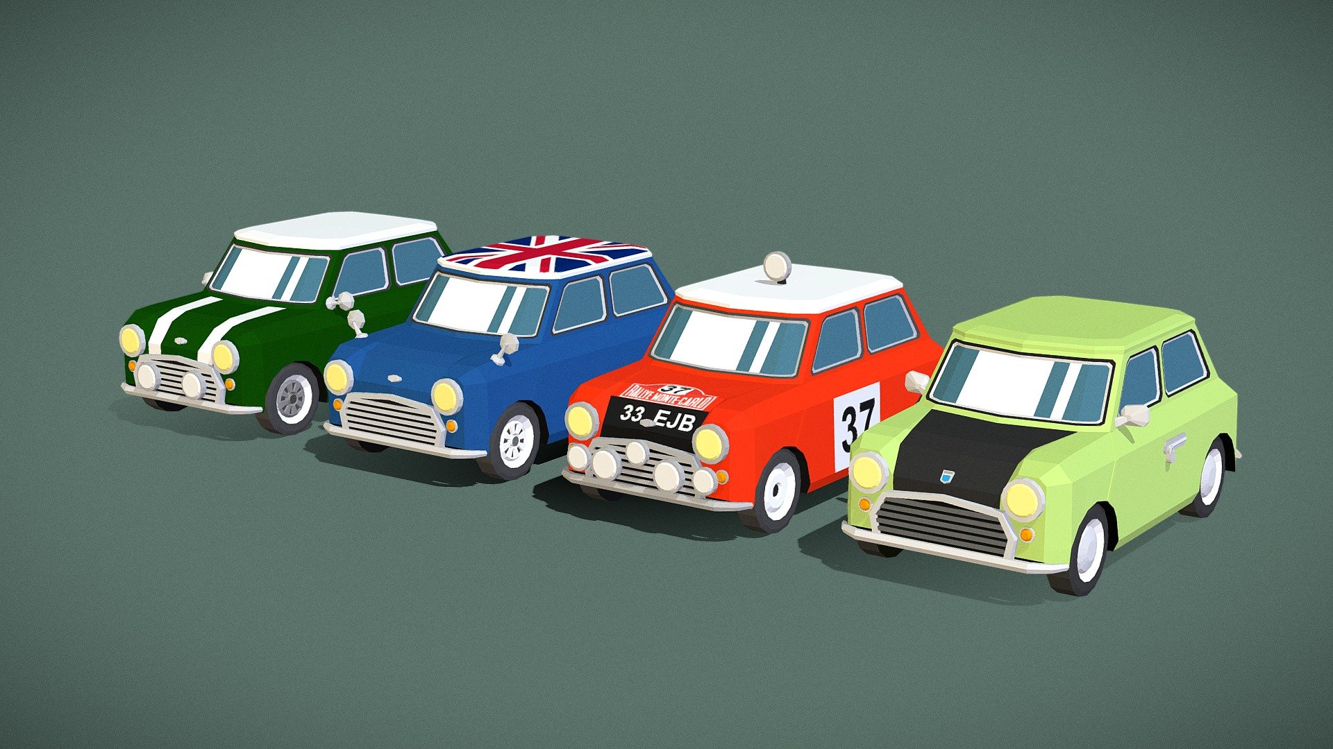 Low Poly Small Cartoon Cars Pack 3d model