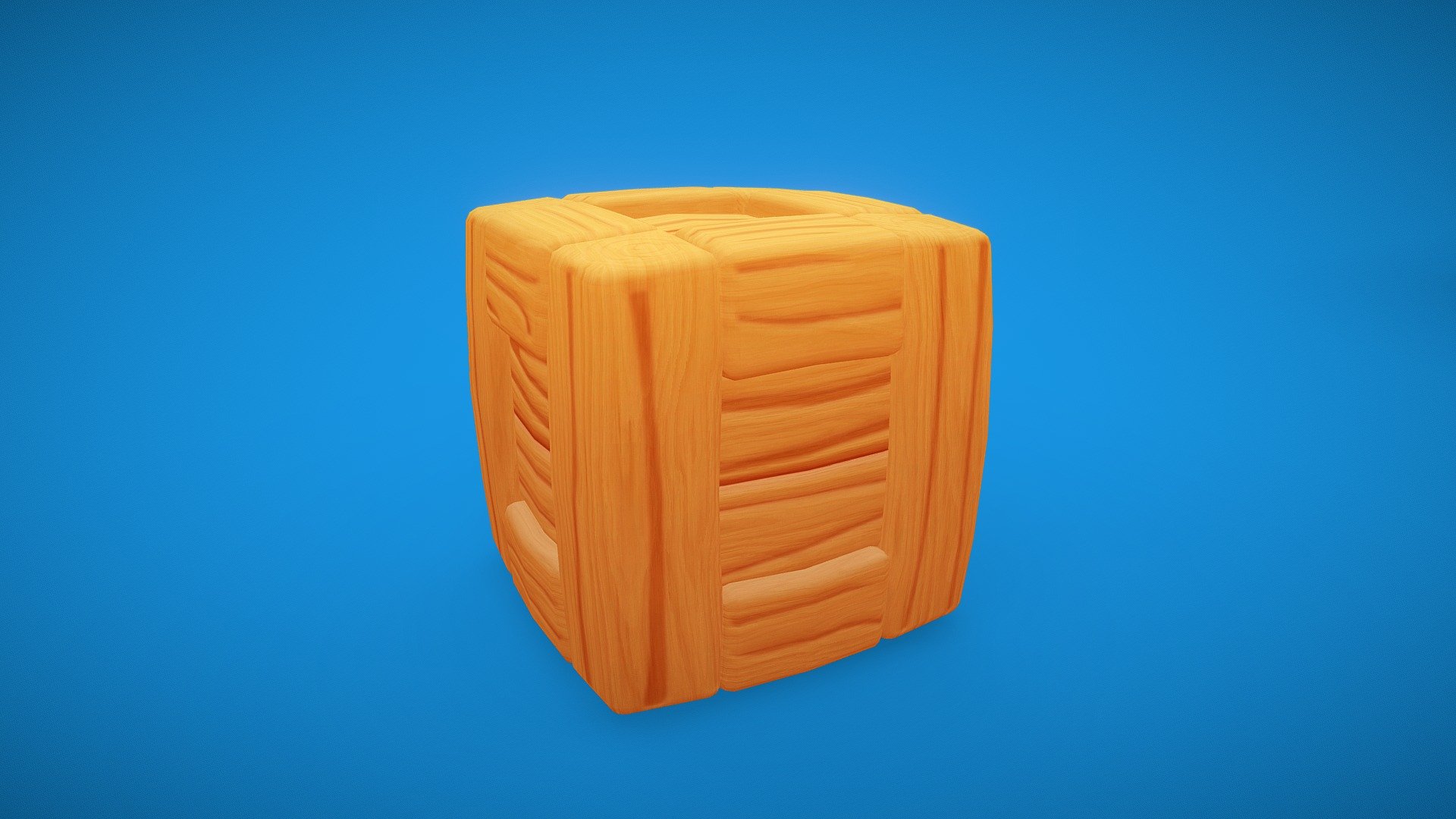 Cartoon Wooden Box 3d model