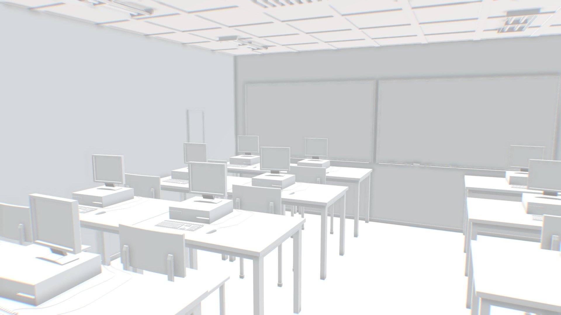 class room interior classroom office chair desk 3d model