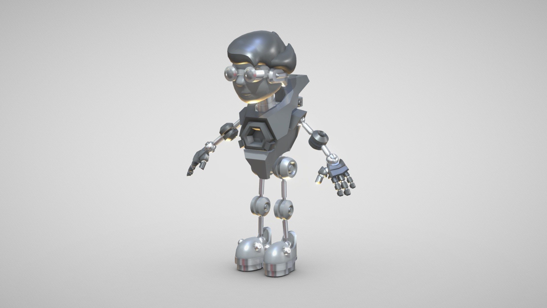 Nitro boy Cyborg cartoon 3d model