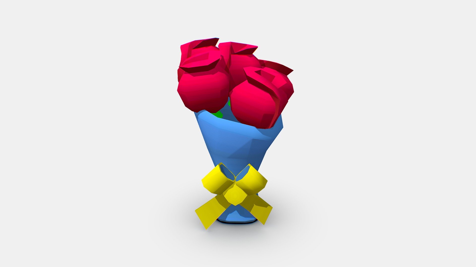 Cartoon red rose bouquet 3d model