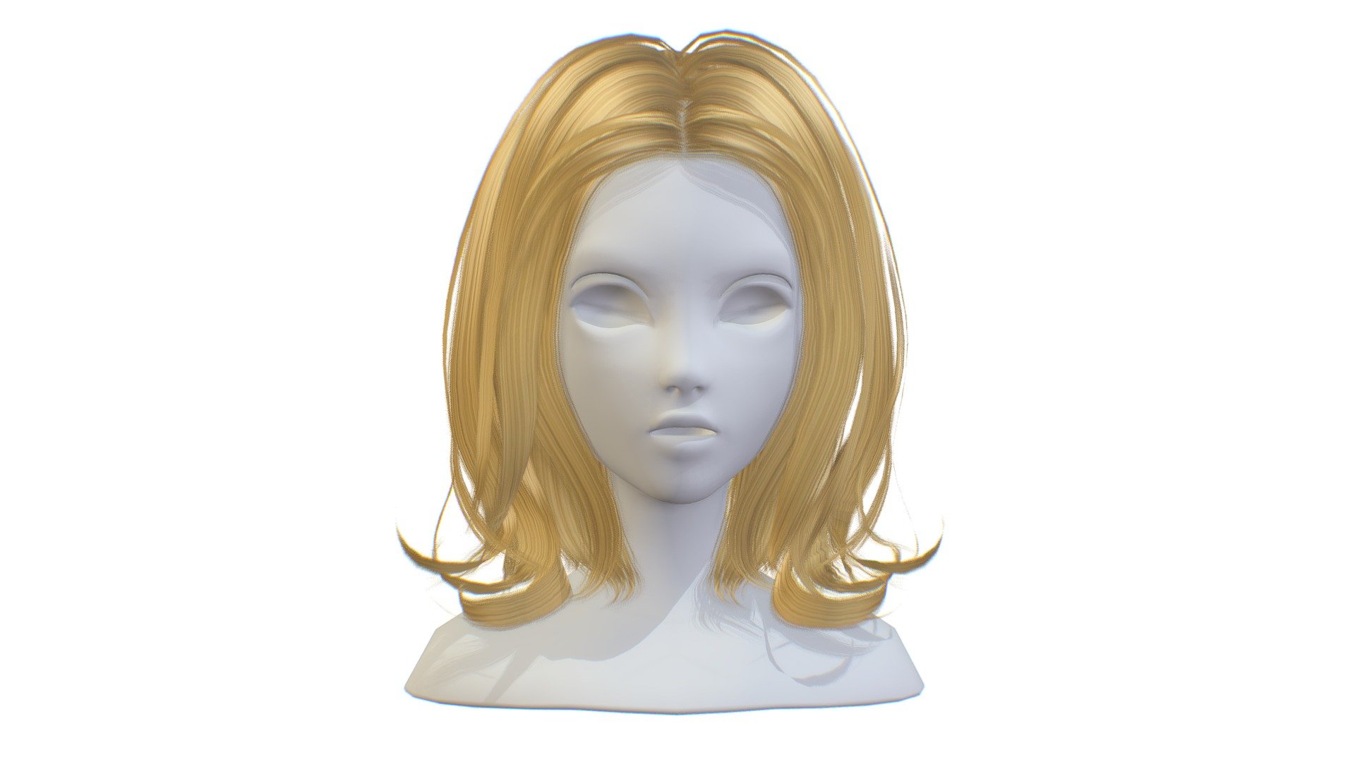 cartoon lush female 4 haircut of medium 3d model