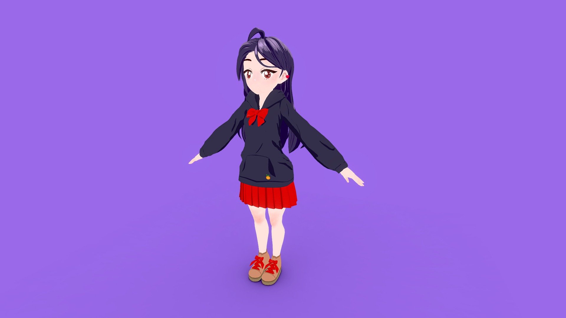 Cartoon style woman character 3d model