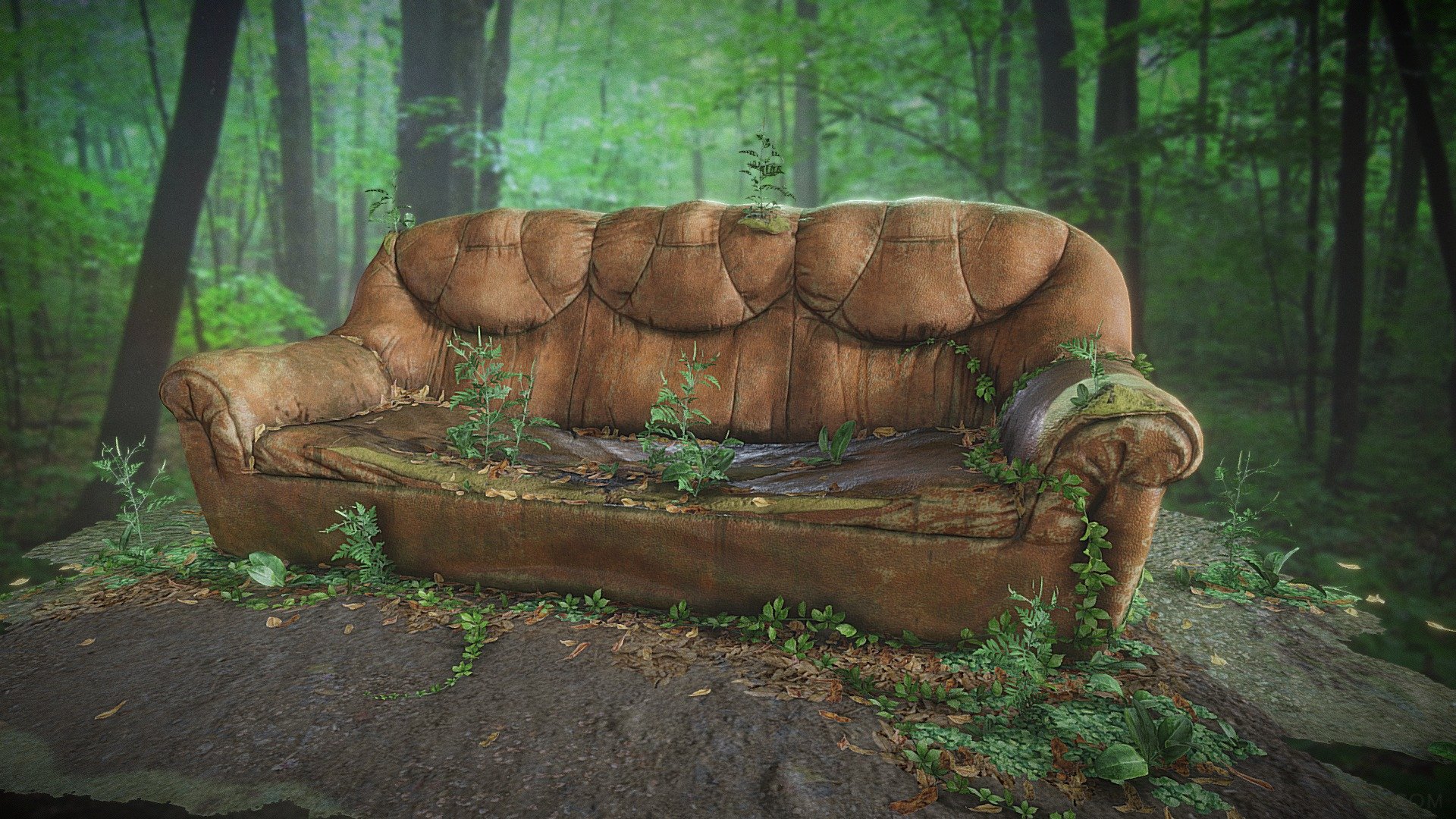 Forgotten Sofa Game Asset 3d model