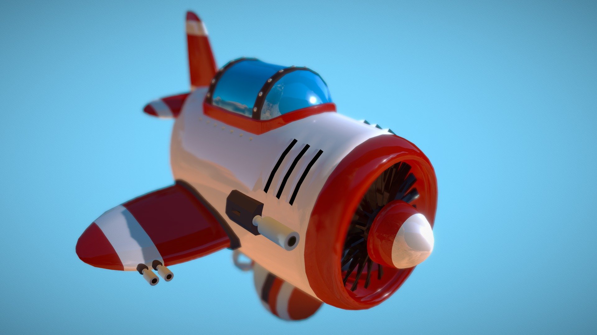 Airplane Red Cartoon 3d model