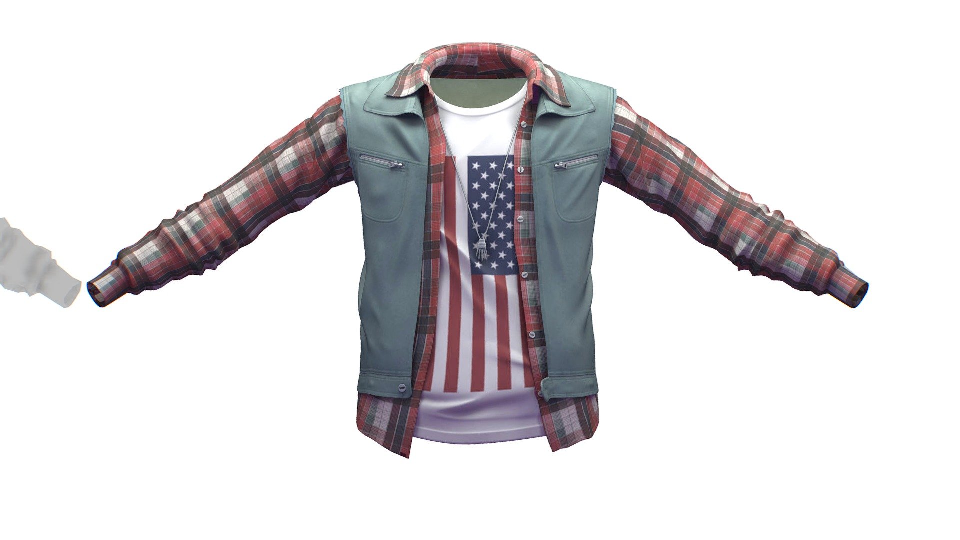 Cartoon High Poly Subdivision American Flag Vest 3d model