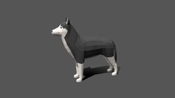 Low Poly Cartoon Husky