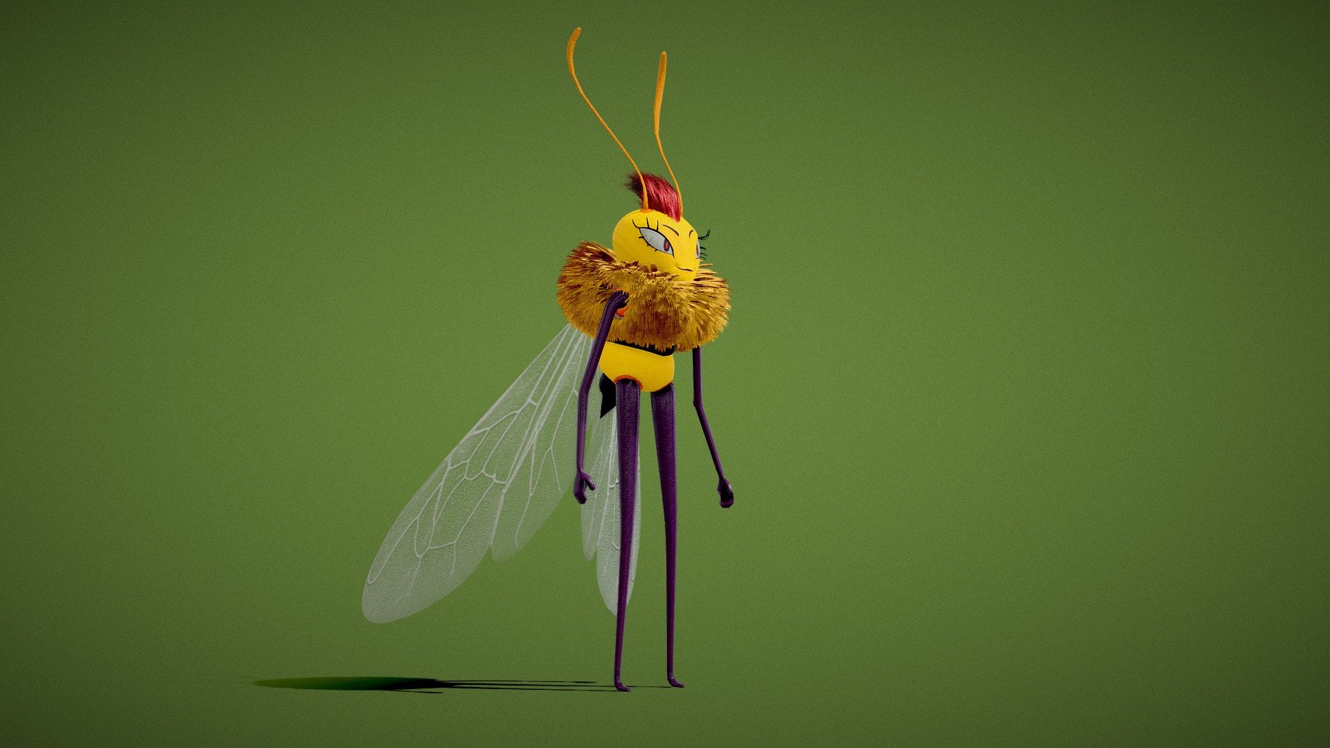 Bee Queen Cartoon 3d model