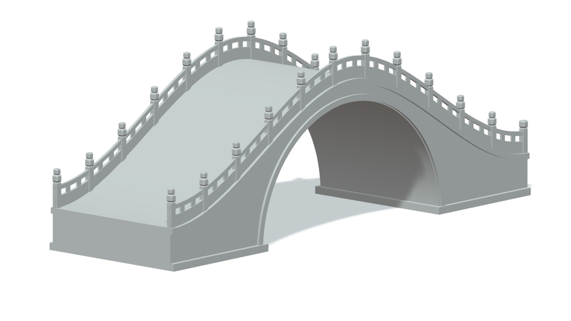 Cartoon Chinese Stone Bridge 3d model