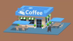 Cartoon Coffee Shop Cafe