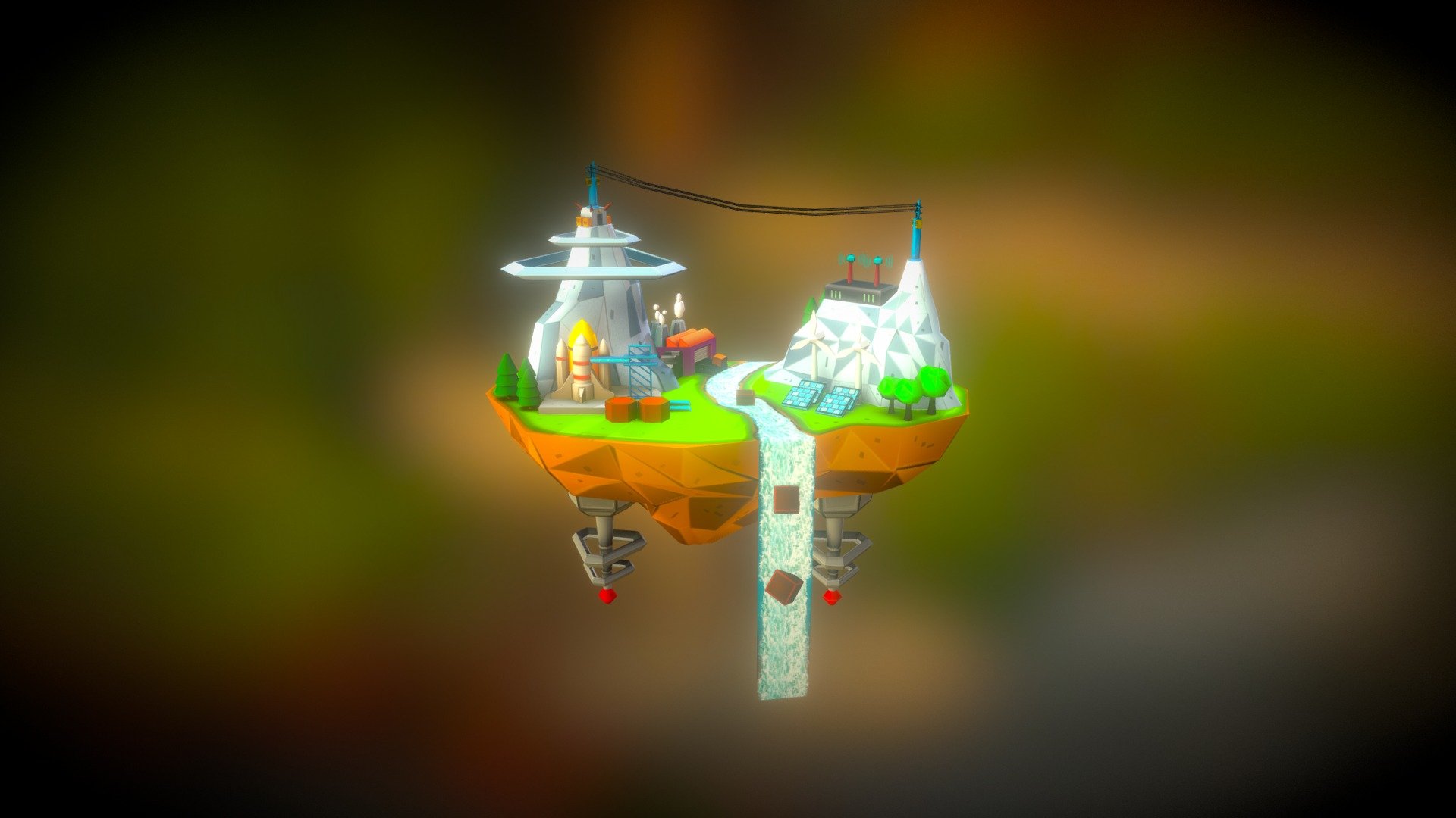 Tech Island 3D Design 3d model