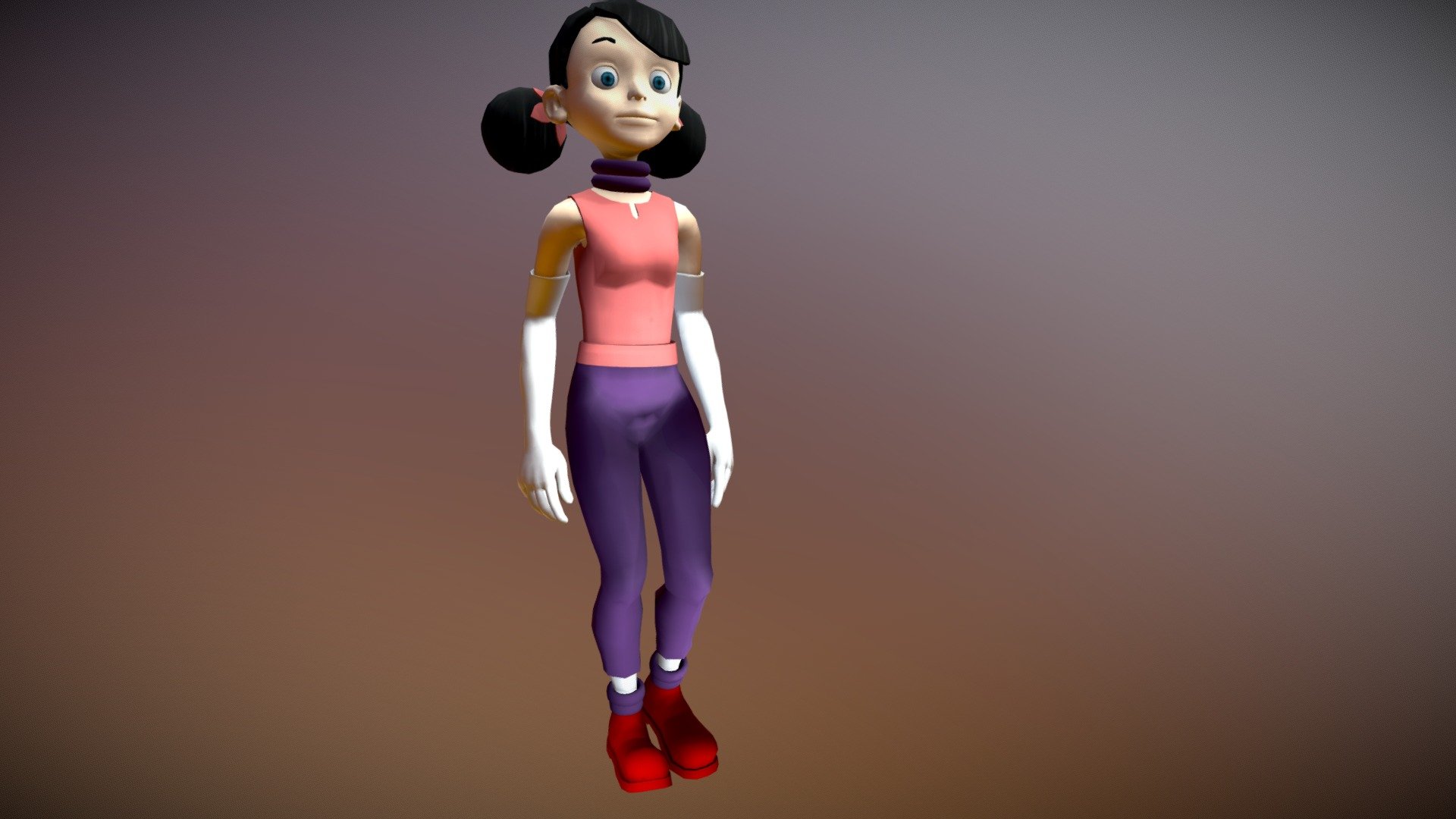 cartoon girl animation 3d model