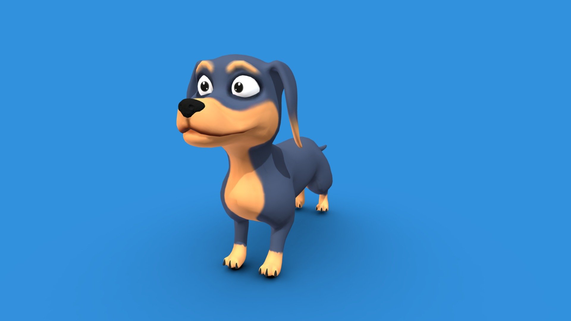 cartoon dachshund 3d model