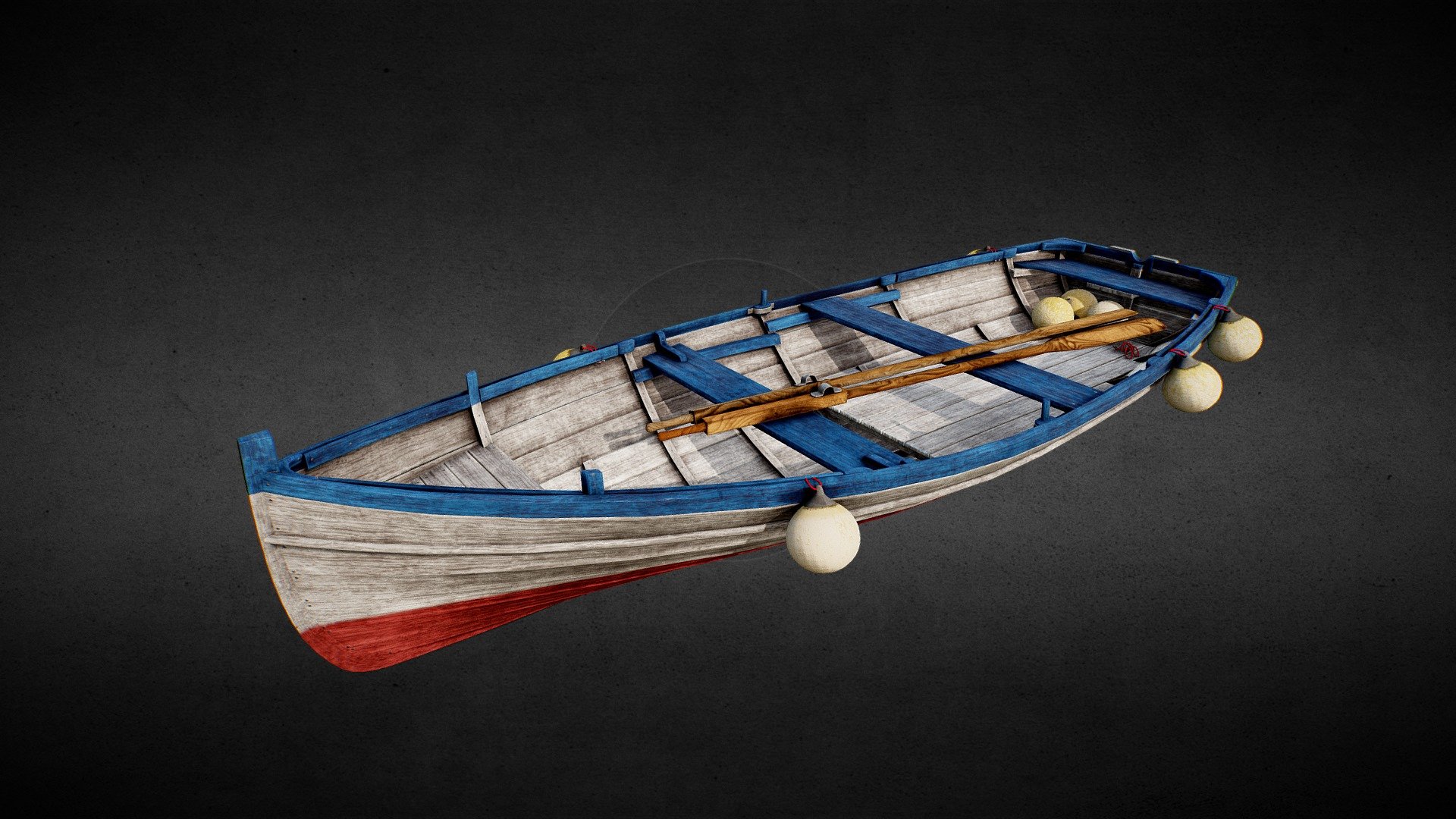 Old Fishing Rowing Boat 3d model