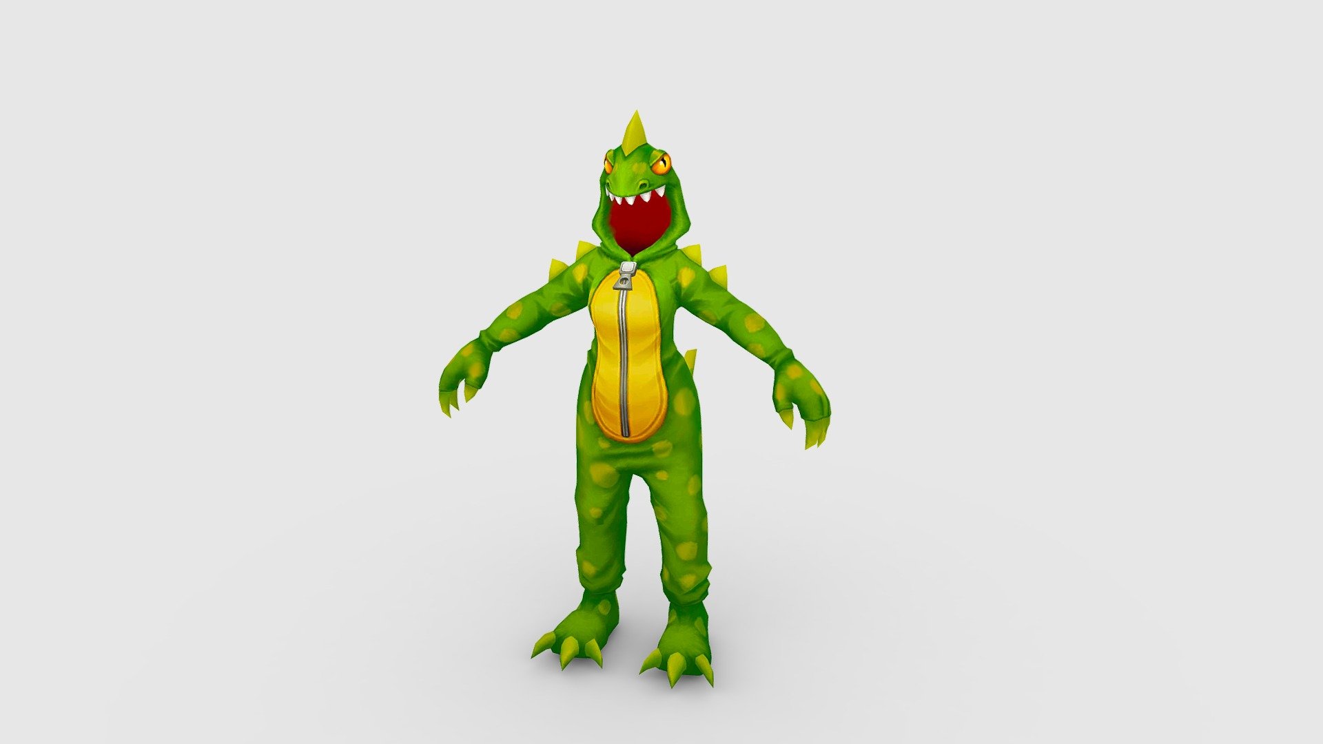 Cartoon green dragon costume 3d model