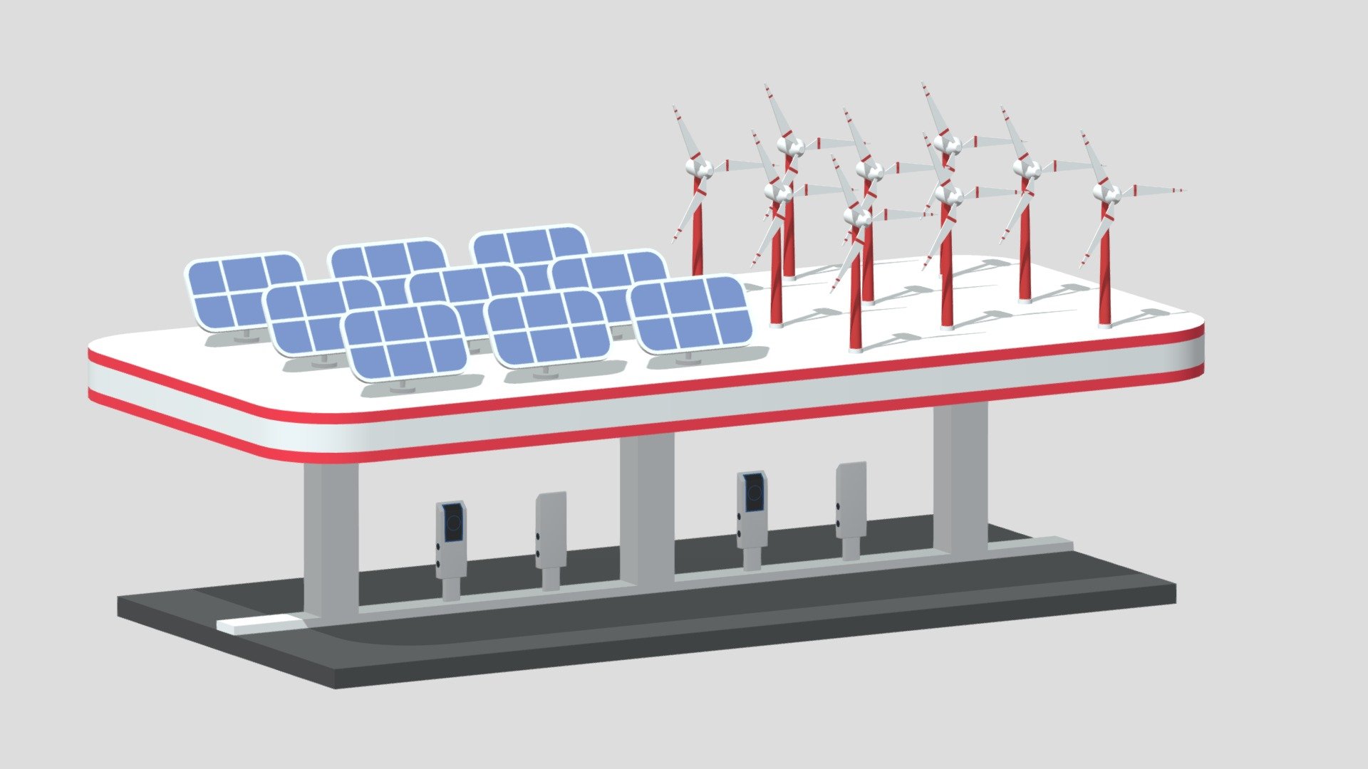 Green Energy EV Charging Station 3d model